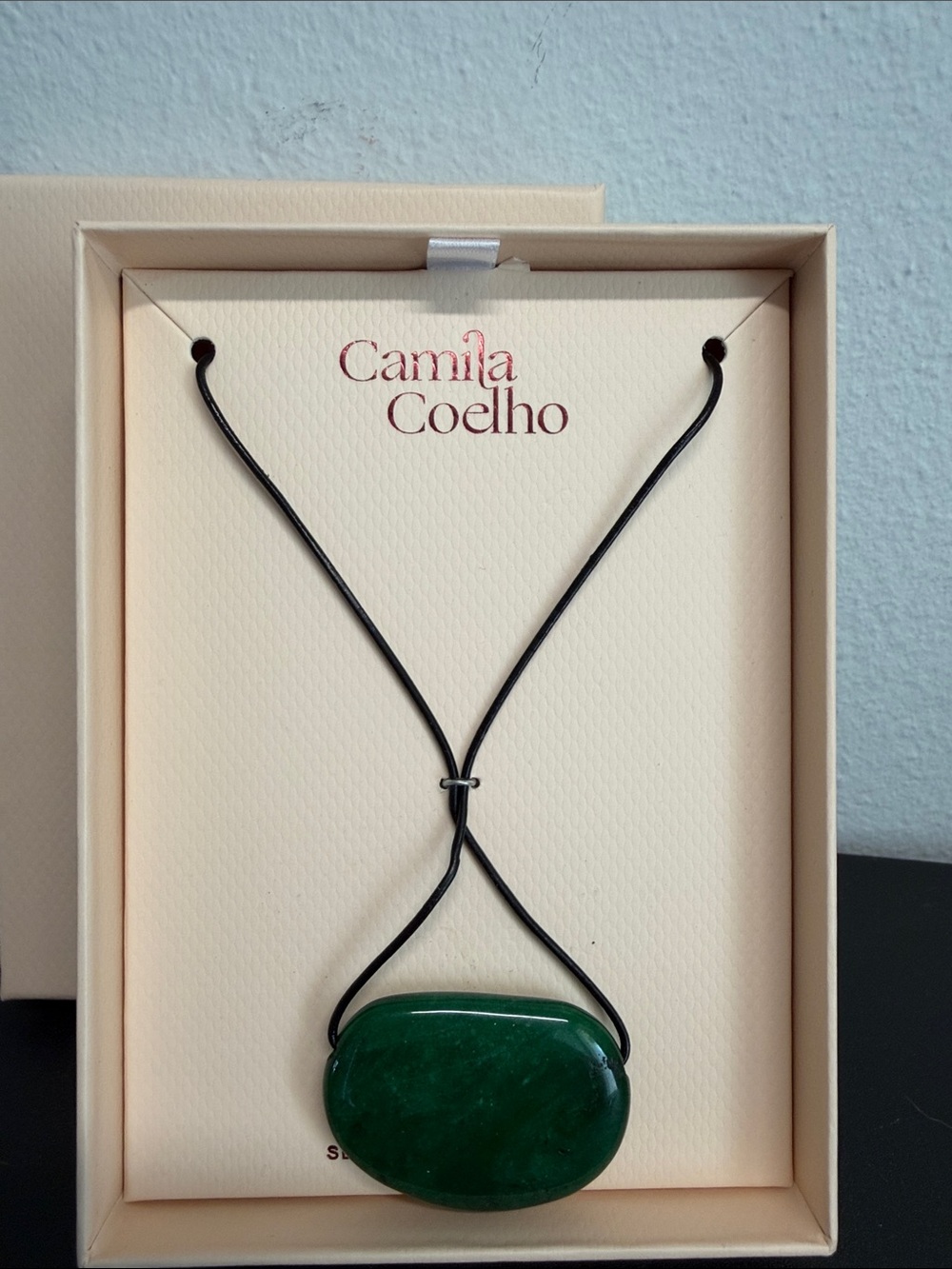 Camila Coelho | Leather Jade Style Semi-Precious 
Adjustable Pendant Necklace ✨ - Picture 4 of 9